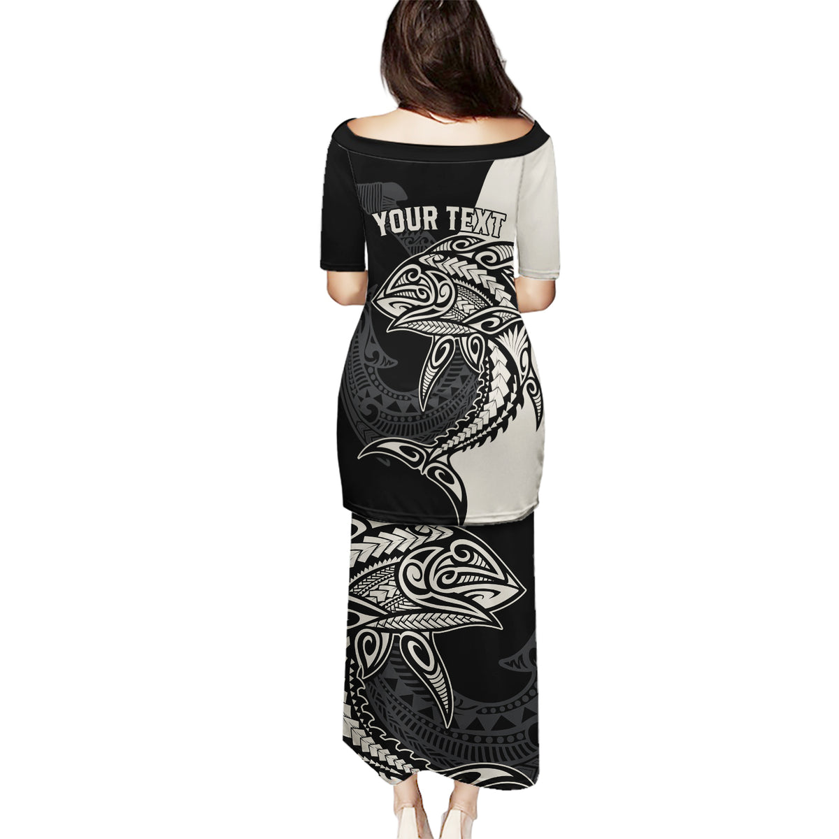 Personalised Polynesia Fishing Puletasi With Maori Hei Matau Fish Hook Gold Art LT9 - Polynesian Pride