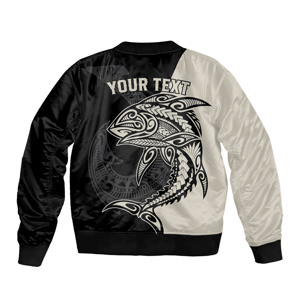 Personalised Polynesia Fishing Sleeve Zip Bomber Jacket With Maori Hei Matau Fish Hook Gold Art LT9 - Polynesian Pride