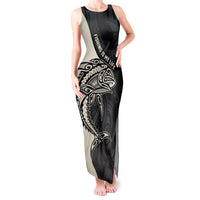 Personalised Polynesia Fishing Tank Maxi Dress With Maori Hei Matau Fish Hook Gold Art LT9 Women Gold - Polynesian Pride