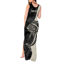 Personalised Polynesia Fishing Tank Maxi Dress With Maori Hei Matau Fish Hook Gold Art LT9 - Polynesian Pride