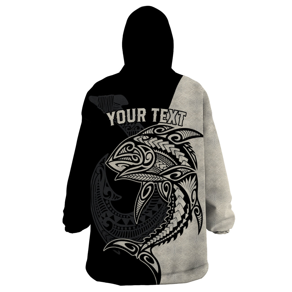 Personalised Polynesia Fishing Wearable Blanket Hoodie With Maori Hei Matau Fish Hook Gold Art LT9 - Polynesian Pride