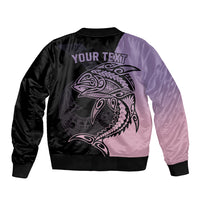Personalised Polynesia Fishing Bomber Jacket With Maori Hei Matau Fish Hook Pastel Art LT9 - Polynesian Pride