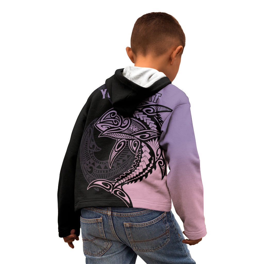Personalised Polynesia Fishing Kid Hoodie With Maori Hei Matau Fish Hook Pastel Art LT9 - Polynesian Pride