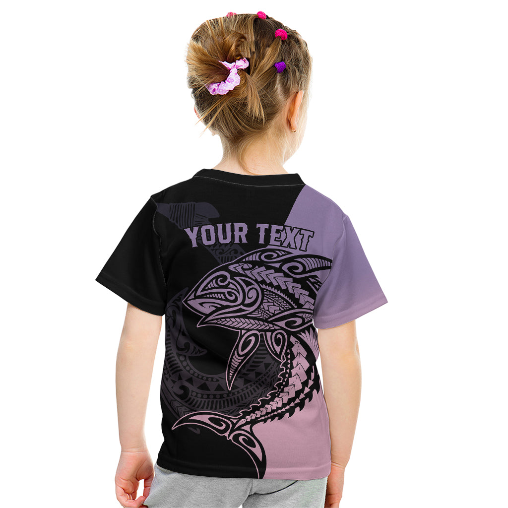 Personalised Polynesia Fishing Kid T Shirt With Maori Hei Matau Fish Hook Pastel Art LT9 - Polynesian Pride