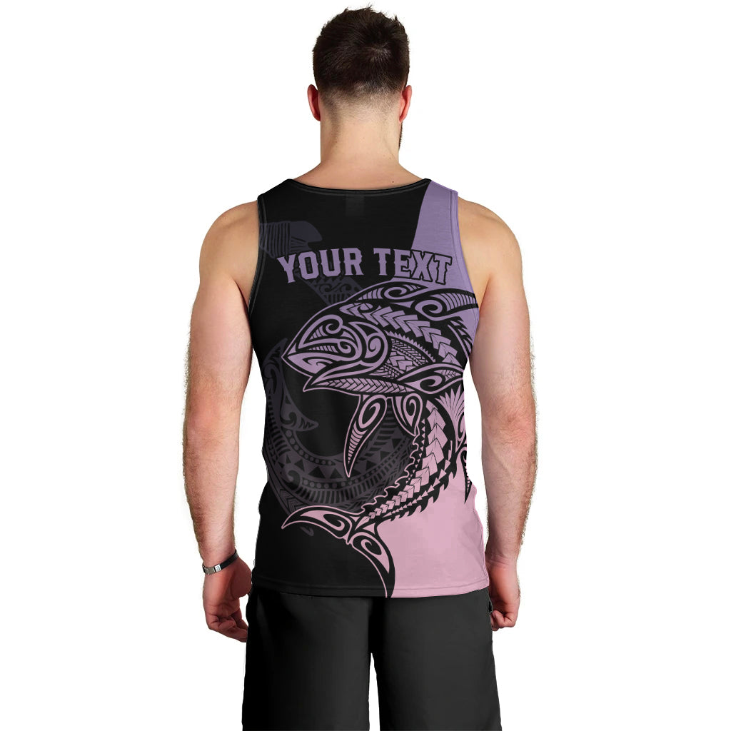 Personalised Polynesia Fishing Men Tank Top With Maori Hei Matau Fish Hook Pastel Art LT9 - Polynesian Pride