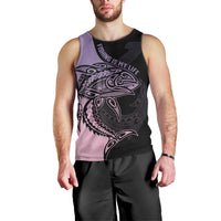 Personalised Polynesia Fishing Men Tank Top With Maori Hei Matau Fish Hook Pastel Art LT9 - Polynesian Pride