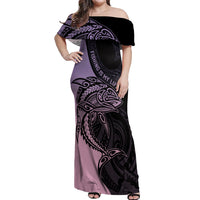 Personalised Polynesia Fishing Off Shoulder Maxi Dress With Maori Hei Matau Fish Hook Pastel Art LT9 Women Pastel - Polynesian Pride