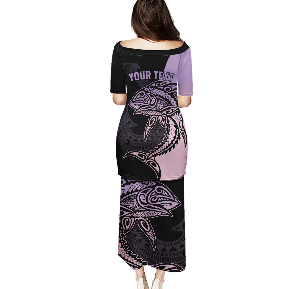 Personalised Polynesia Fishing Puletasi With Maori Hei Matau Fish Hook Pastel Art LT9 - Polynesian Pride