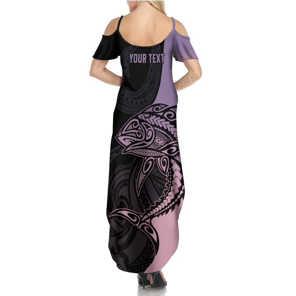 Personalised Polynesia Fishing Summer Maxi Dress With Maori Hei Matau Fish Hook Pastel Art LT9 - Polynesian Pride