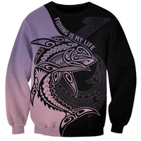Personalised Polynesia Fishing Sweatshirt With Maori Hei Matau Fish Hook Pastel Art LT9 Unisex Pastel - Polynesian Pride