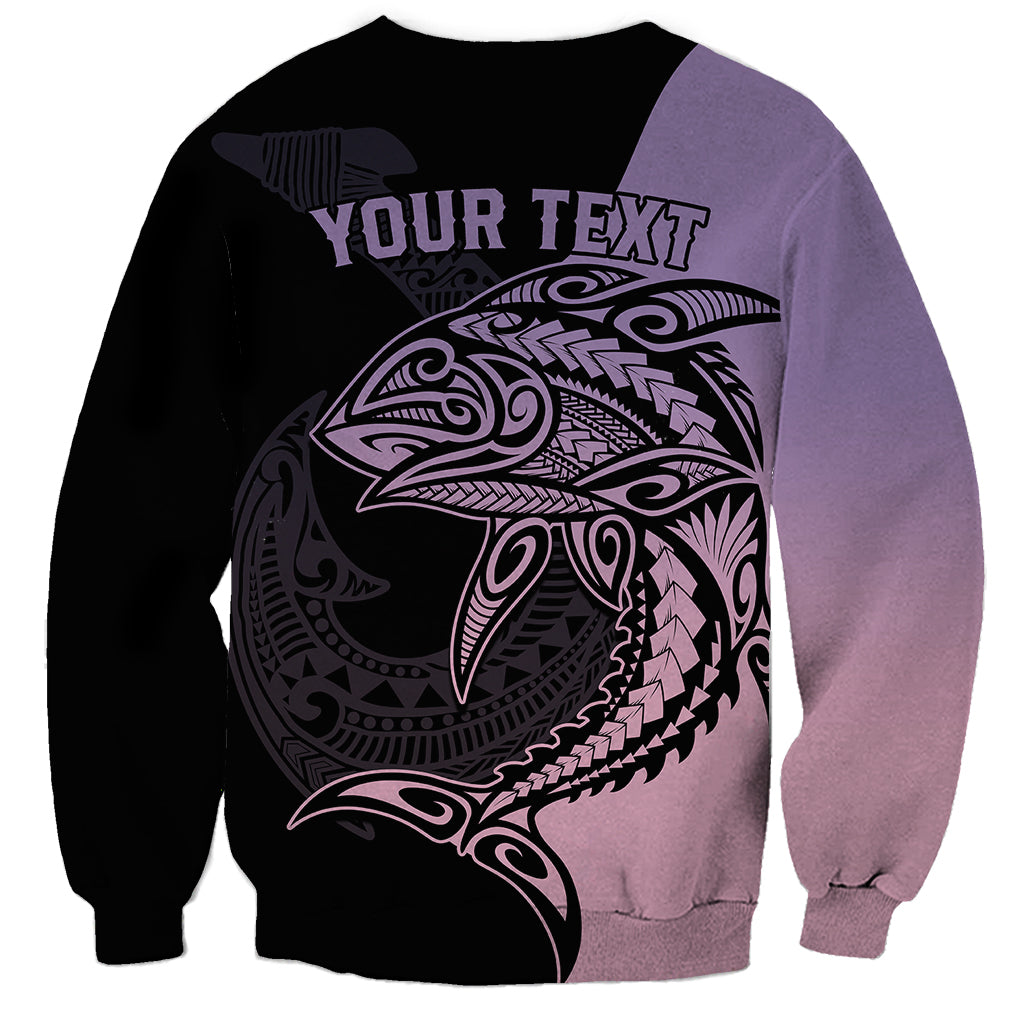 Personalised Polynesia Fishing Sweatshirt With Maori Hei Matau Fish Hook Pastel Art LT9 - Polynesian Pride