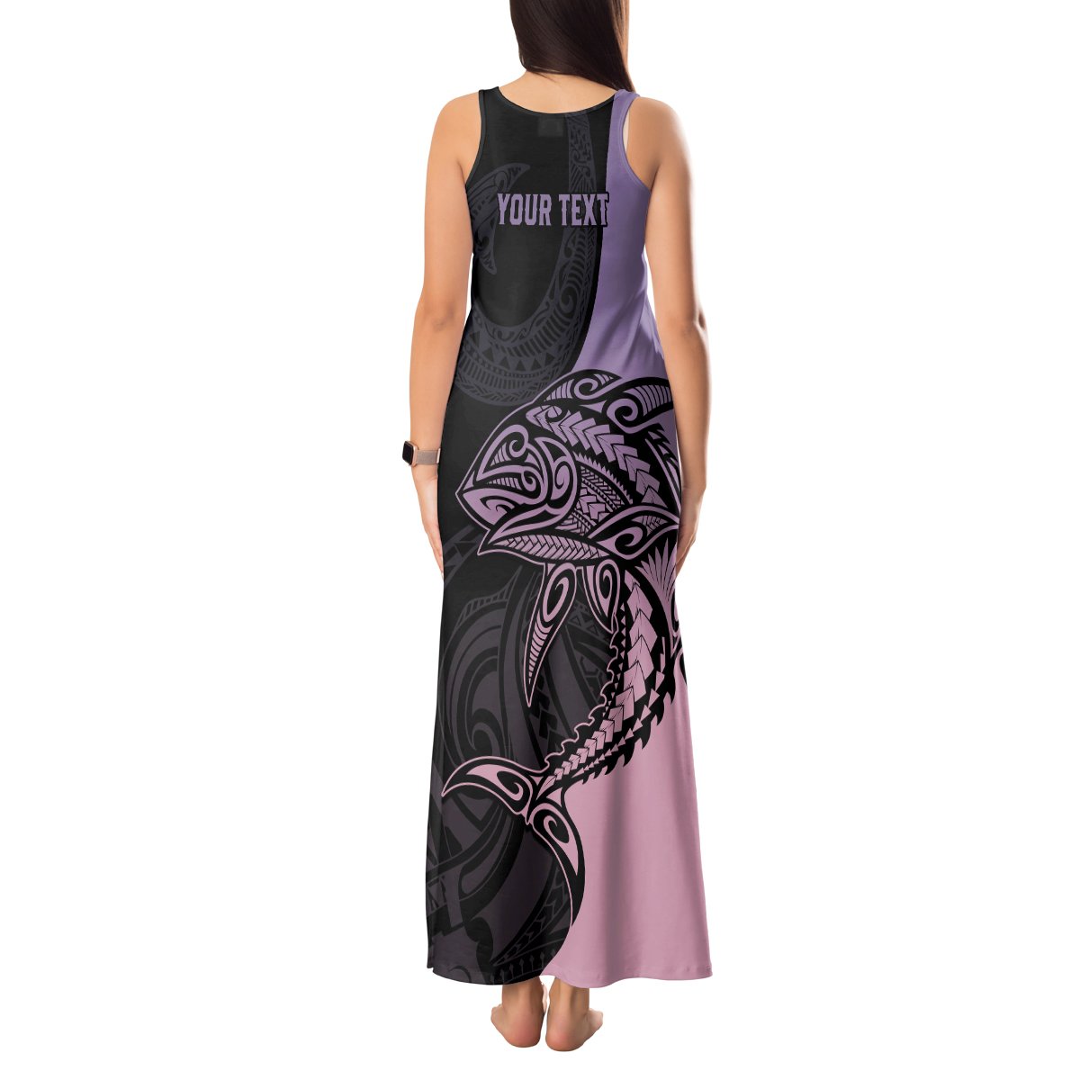 Personalised Polynesia Fishing Tank Maxi Dress With Maori Hei Matau Fish Hook Pastel Art LT9 - Polynesian Pride