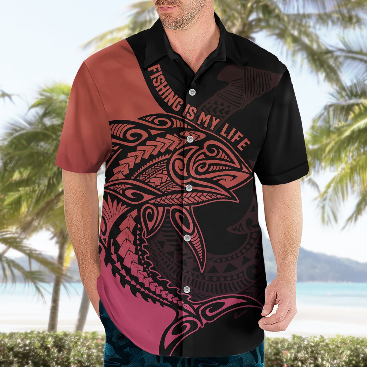 Personalised Polynesia Fishing Hawaiian Shirt With Maori Hei Matau Fish Hook Pink Art LT9 - Polynesian Pride