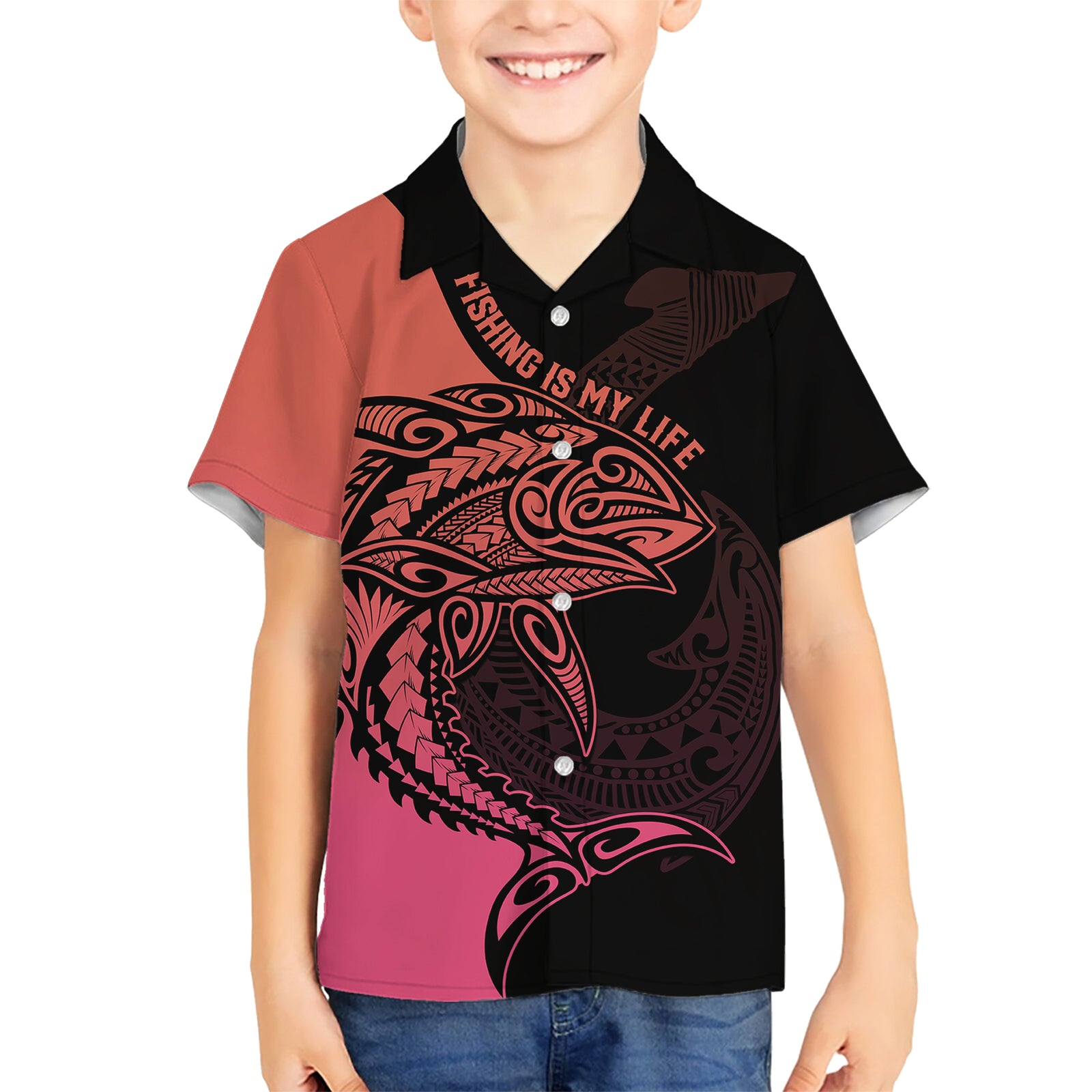 personalised-polynesia-fishing-kid-hawaiian-shirt-with-maori-hei-matau-fish-hook-pink-art