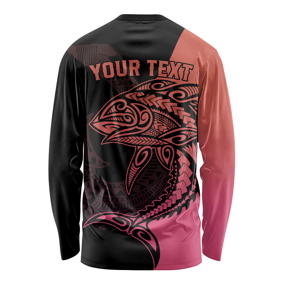 Personalised Polynesia Fishing Long Sleeve Shirt With Maori Hei Matau Fish Hook Pink Art LT9 - Polynesian Pride