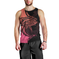 Personalised Polynesia Fishing Men Tank Top With Maori Hei Matau Fish Hook Pink Art LT9 - Polynesian Pride