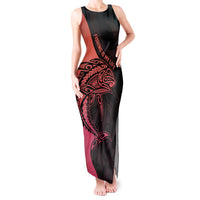 Personalised Polynesia Fishing Tank Maxi Dress With Maori Hei Matau Fish Hook Pink Art LT9 Women Pink - Polynesian Pride