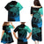 Personalised Polynesia Fishing Family Matching Puletasi Dress and Hawaiian Shirt With Maori Hei Matau Fish Hook Turquoise Art LT9 - Polynesian Pride