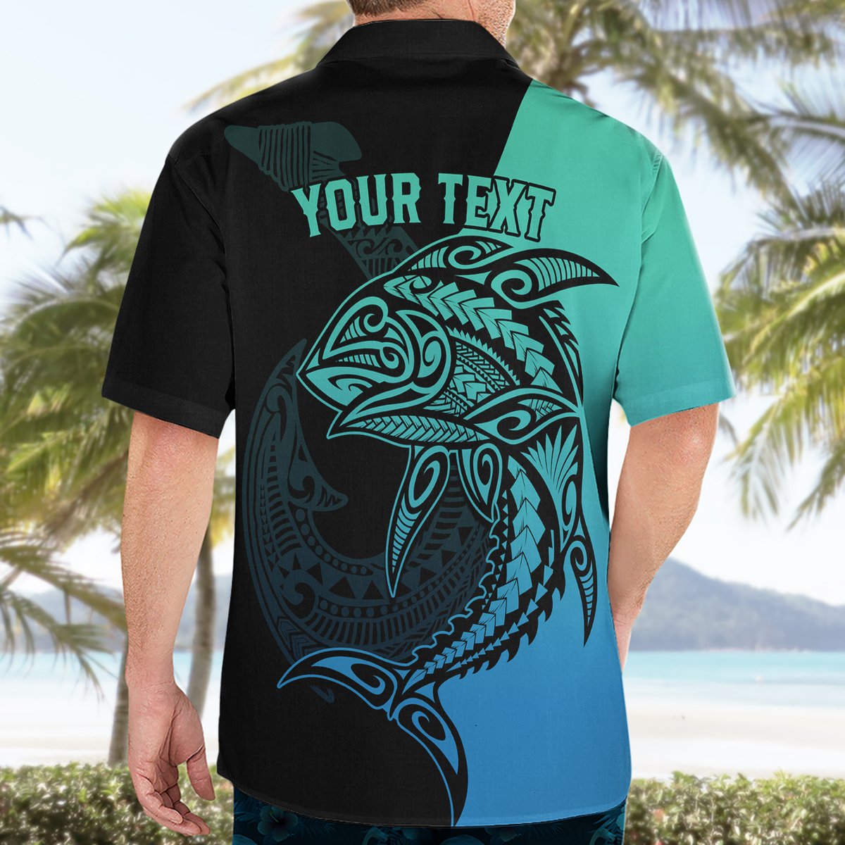 Personalised Polynesia Fishing Hawaiian Shirt With Maori Hei Matau Fish Hook Turquoise Art LT9 - Polynesian Pride