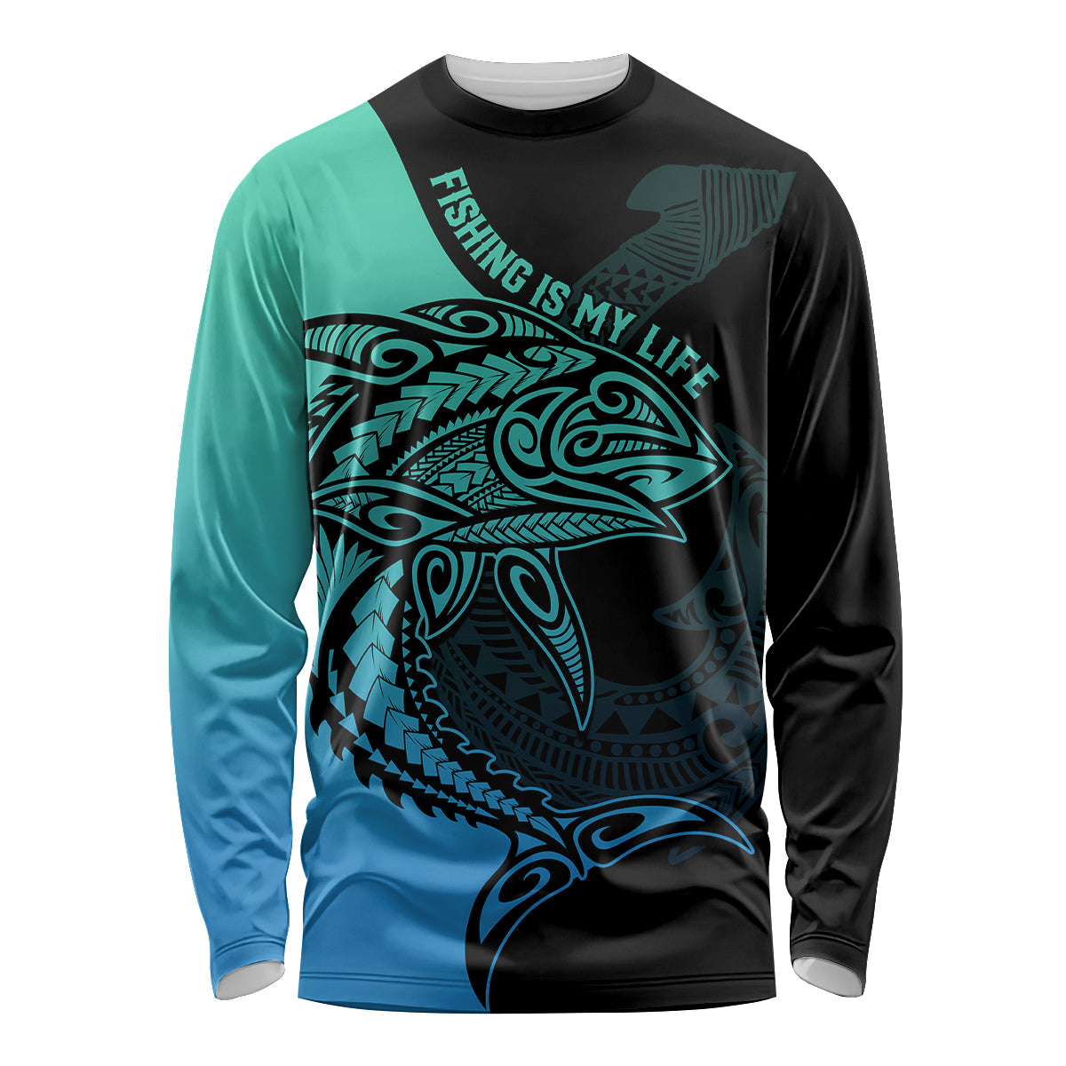 personalised-polynesia-fishing-long-sleeve-shirt-with-maori-hei-matau-fish-hook-turquoise-art