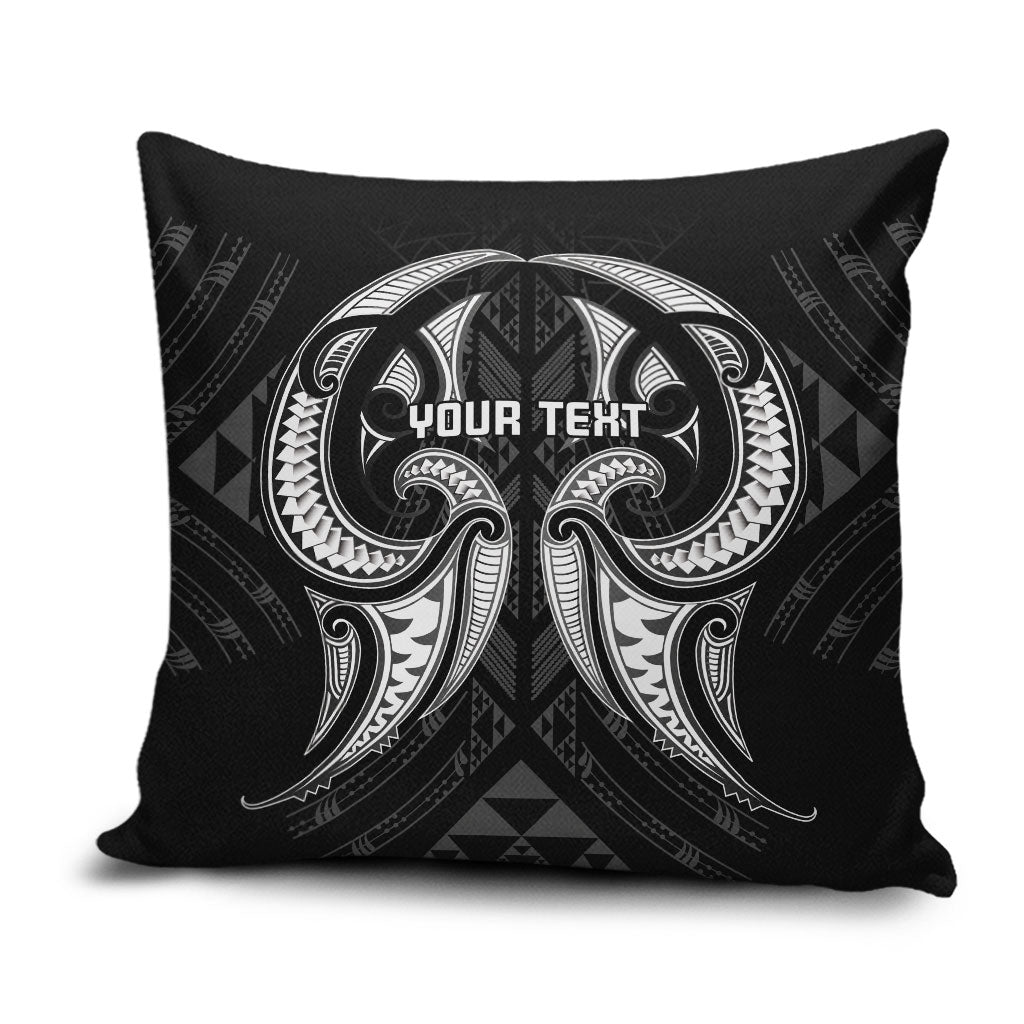 Maori Rugby Custom Ngaru Mangopare Pillow Cover Black Whetu Niho Taniwha Motif LT9 Black - Polynesian Pride