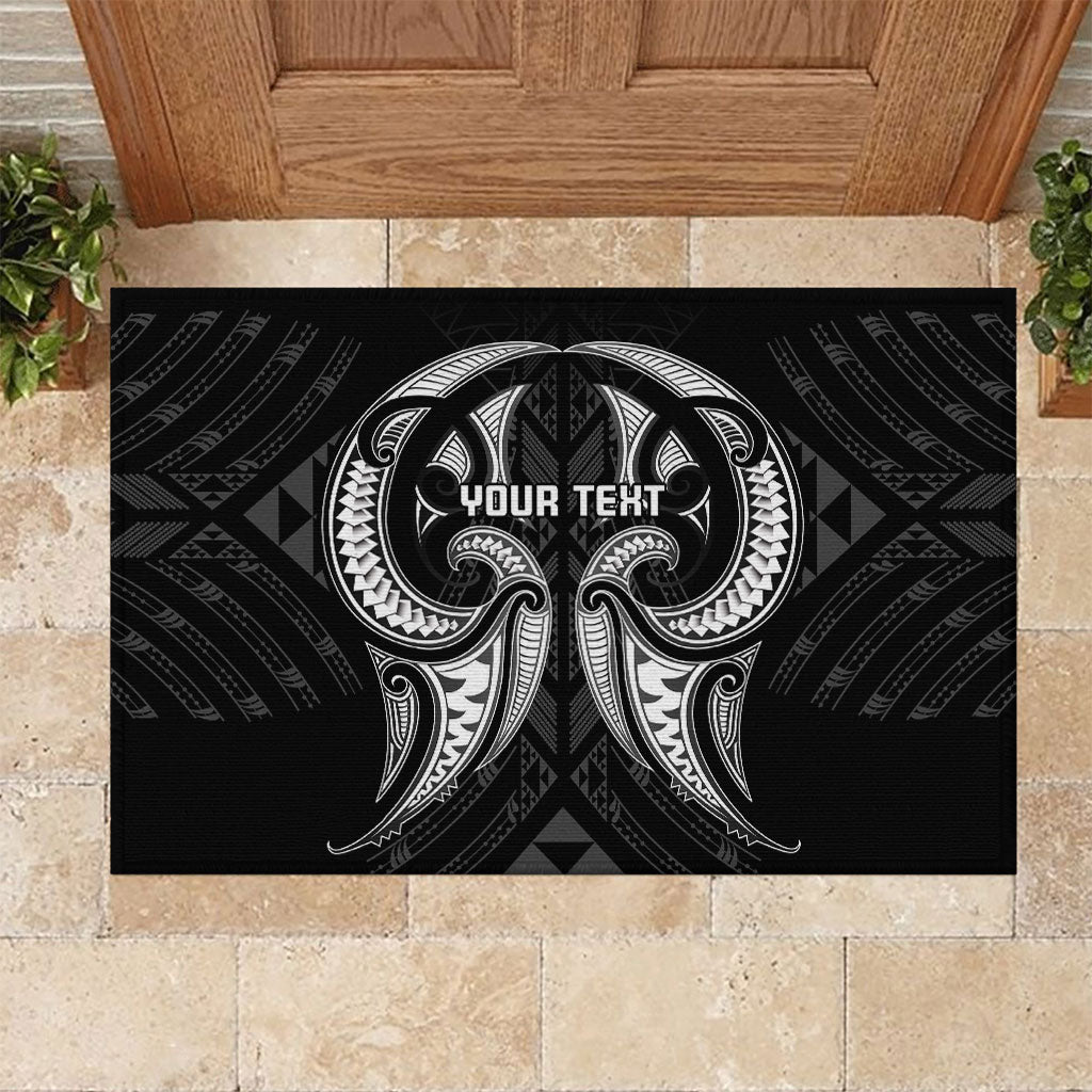 Maori Rugby Custom Ngaru Mangopare Rubber Doormat Black Whetu Niho Taniwha Motif LT9 Black - Polynesian Pride