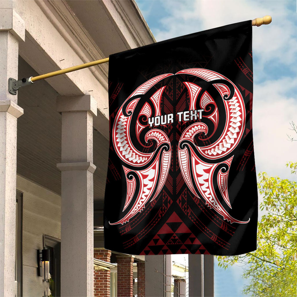 Maori Rugby Custom Ngaru Mangopare Garden Flag Black Red Whetu Niho Taniwha Motif LT9 House Flag Red - Polynesian Pride