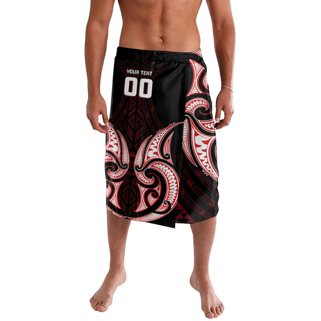 Maori Rugby Custom Ngaru Mangopare Lavalava Black Red Whetu Niho Taniwha Motif LT9 Red - Polynesian Pride