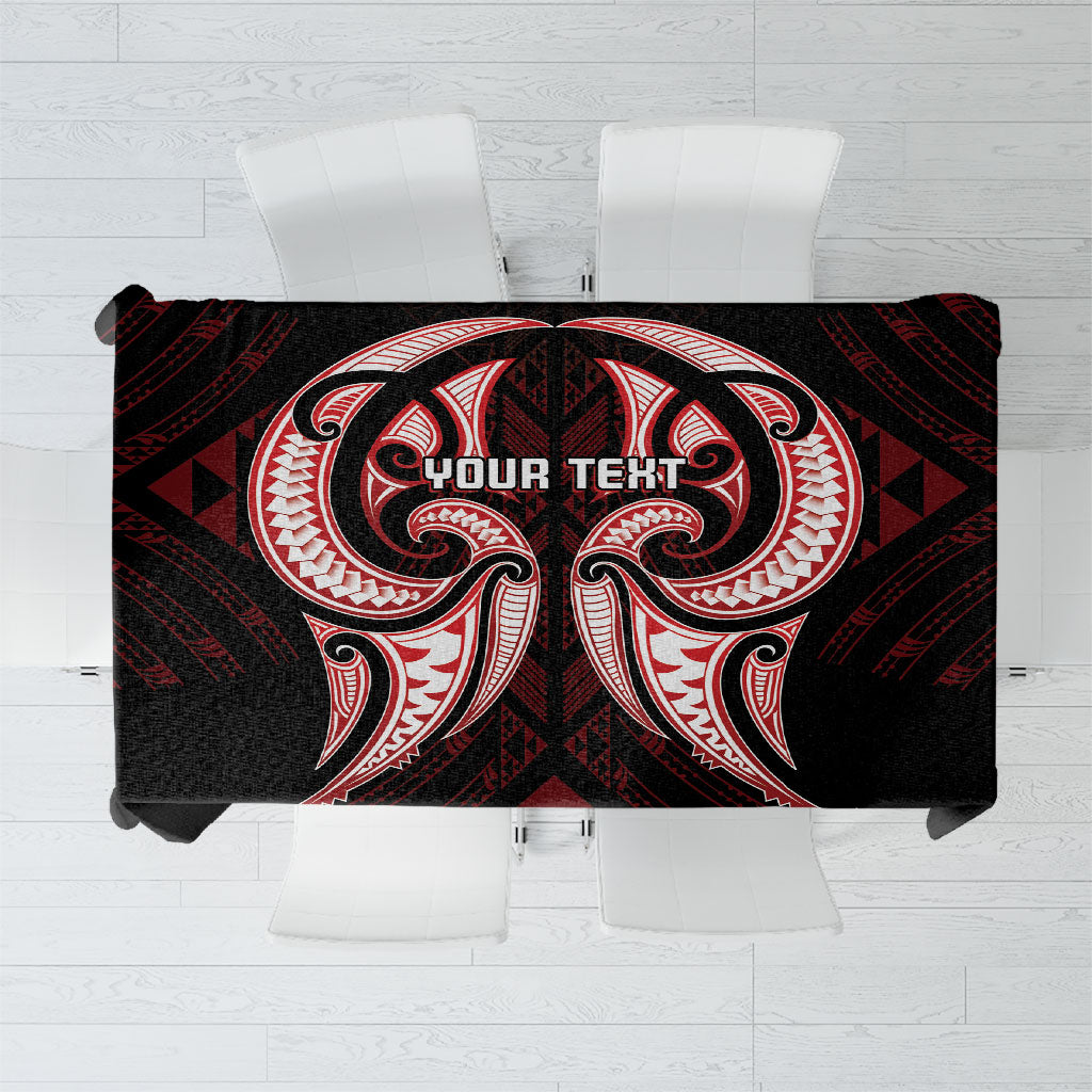 Maori Rugby Custom Ngaru Mangopare Tablecloth Black Red Whetu Niho Taniwha Motif LT9 Red - Polynesian Pride
