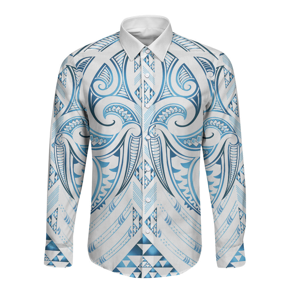 Maori Rugby Custom Ngaru Mangopare Long Sleeve Button Shirt Kahui Whetu Niho Taniwha Motif LT9 Unisex Galaxy - Polynesian Pride