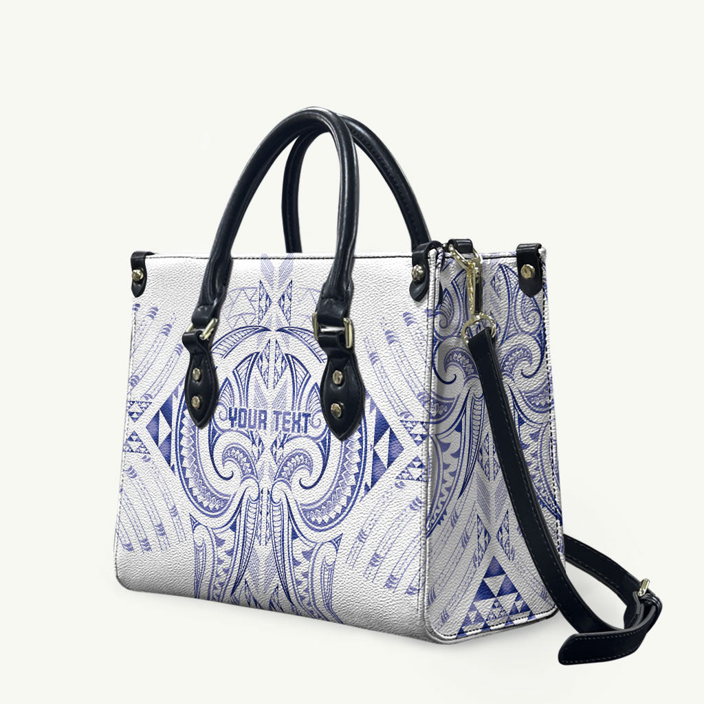 Maori Rugby Custom Ngaru Mangopare Leather Bag Kikorangi Niho Taniwha Motif