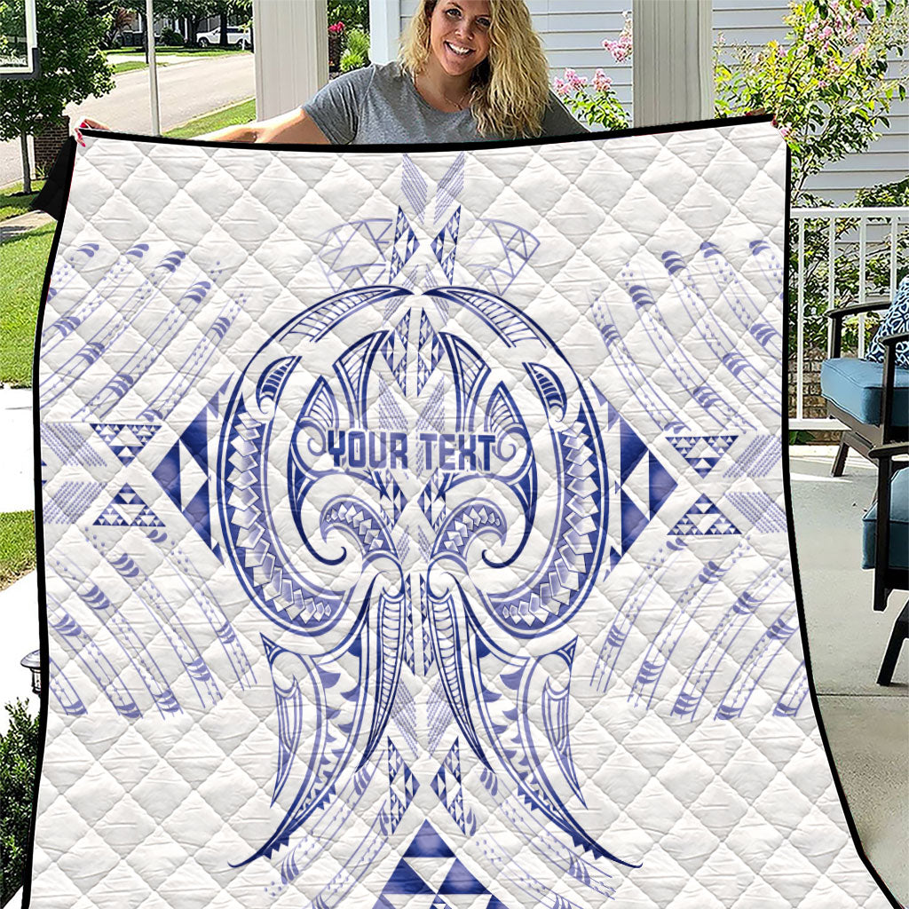 Maori Rugby Custom Ngaru Mangopare Quilt Kikorangi Niho Taniwha Motif LT9 Blue - Polynesian Pride
