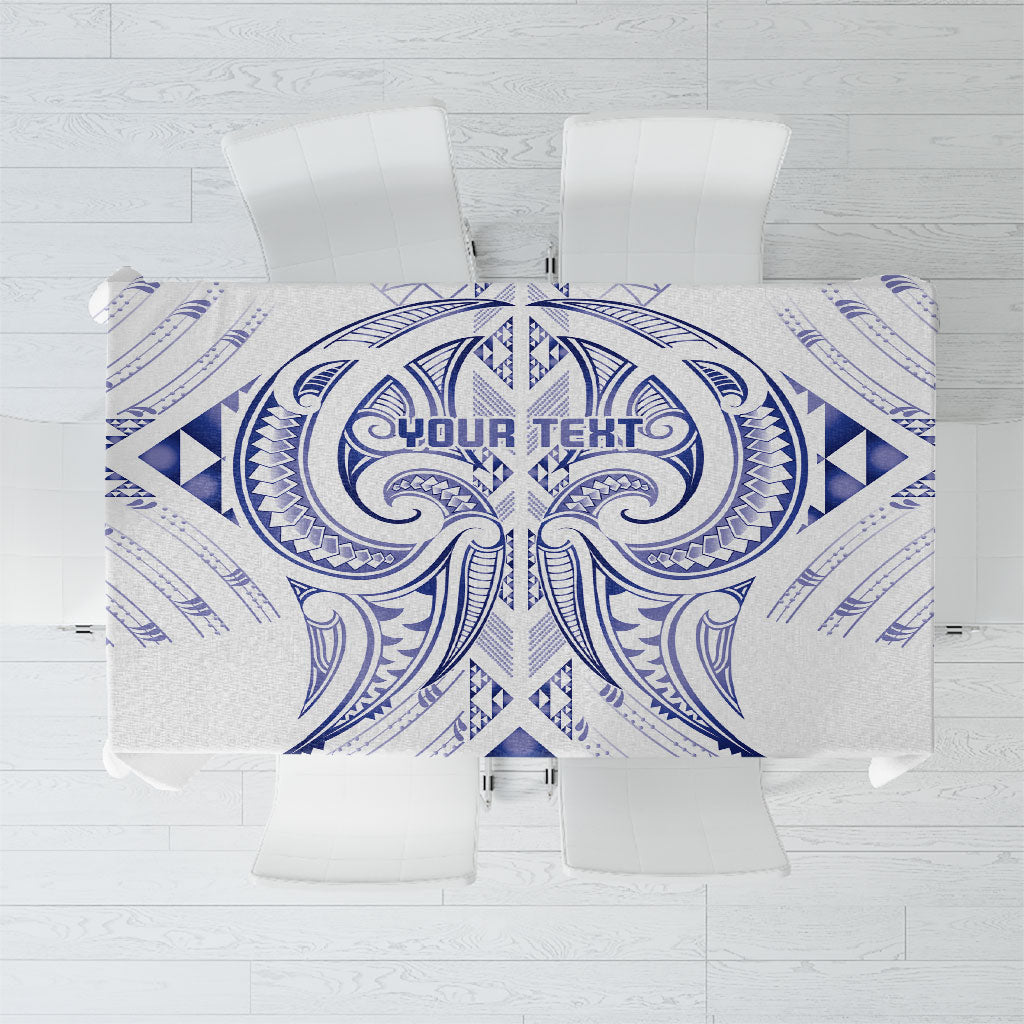 Maori Rugby Custom Ngaru Mangopare Tablecloth Kikorangi Niho Taniwha Motif LT9 Blue - Polynesian Pride