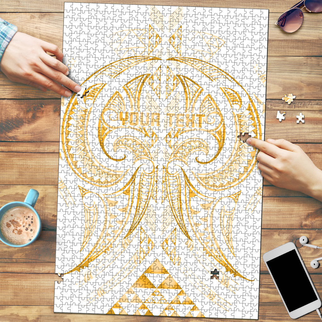 Maori Rugby Custom Ngaru Mangopare Puzzle Koura Niho Taniwha Motif LT9 Gold - Polynesian Pride