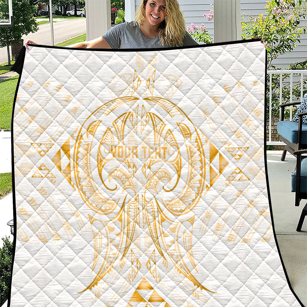 Maori Rugby Custom Ngaru Mangopare Quilt Koura Niho Taniwha Motif LT9 Gold - Polynesian Pride