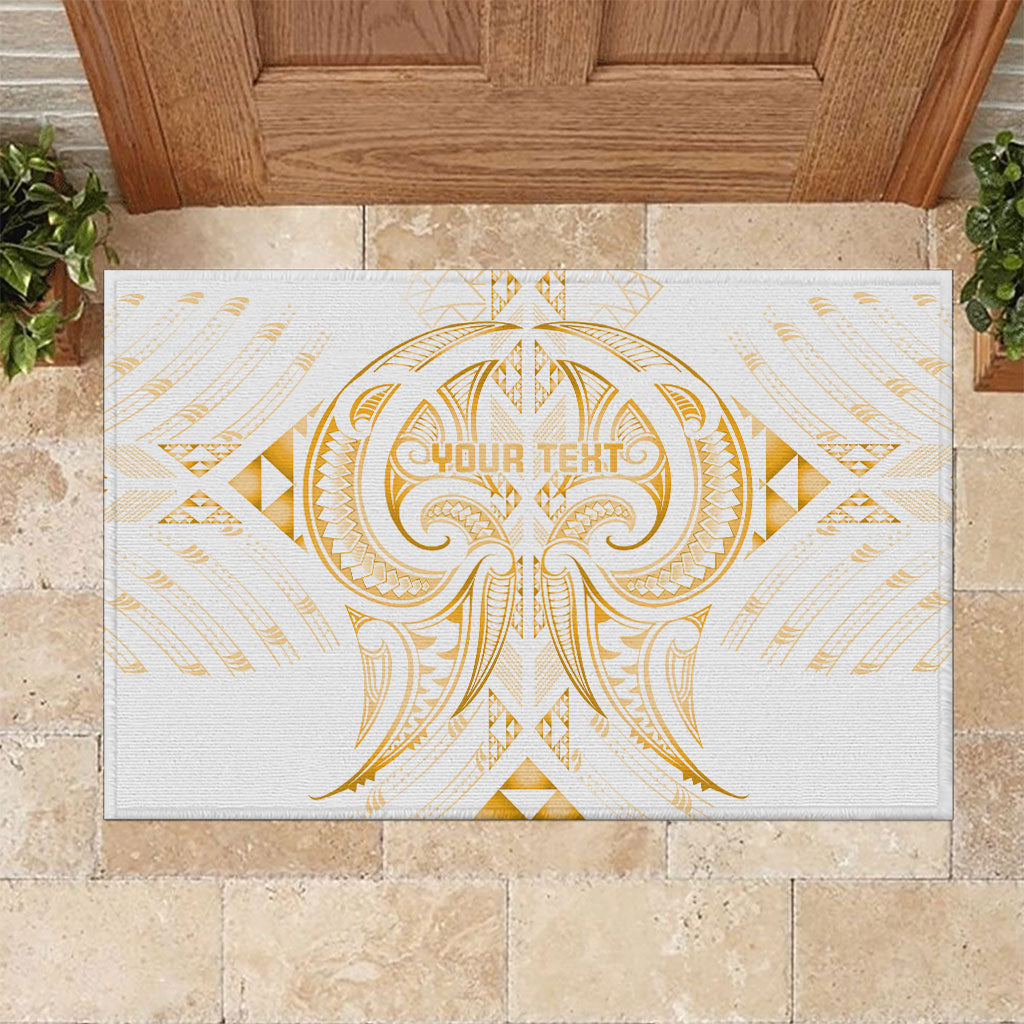Maori Rugby Custom Ngaru Mangopare Rubber Doormat Koura Niho Taniwha Motif LT9 Gold - Polynesian Pride