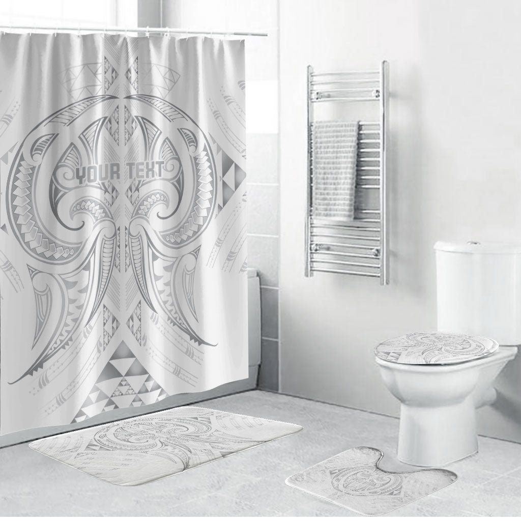Maori Rugby Custom Ngaru Mangopare Bathroom Set Kiwikiwi Niho Taniwha Motif LT9 Bathroom Set (4 pcs) Grey - Polynesian Pride