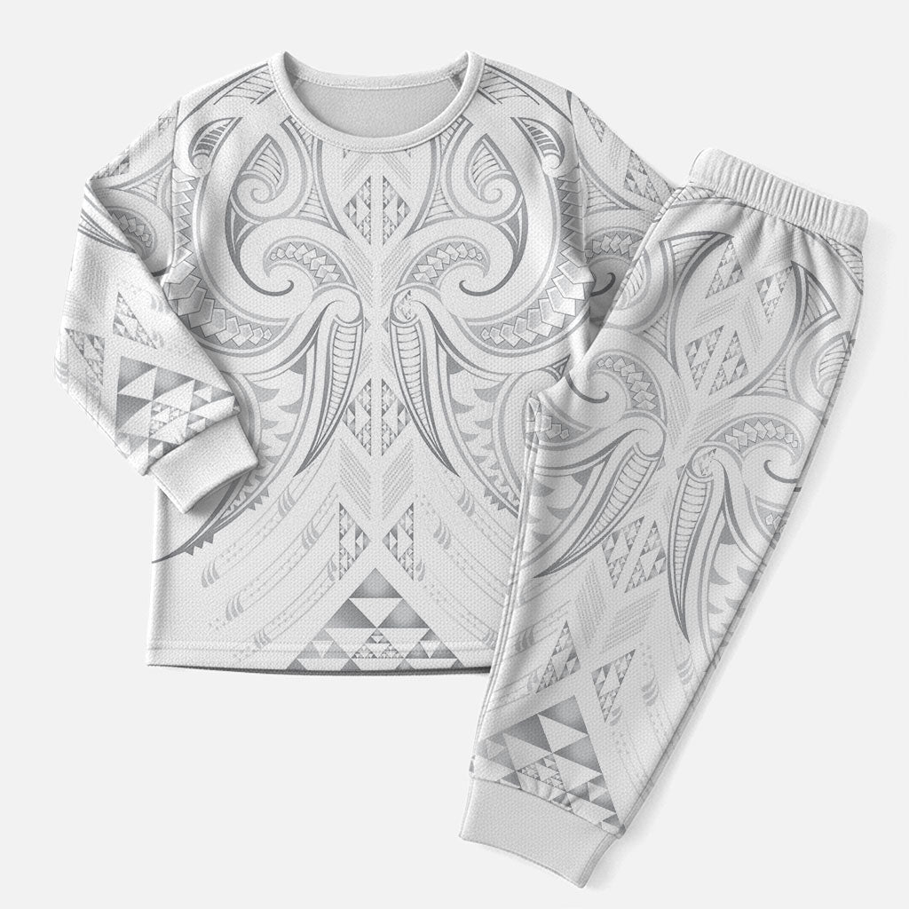 Maori Rugby Custom Ngaru Mangopare Christmas Pajama Set Kiwikiwi Niho Taniwha Motif LT9 Men Grey - Polynesian Pride