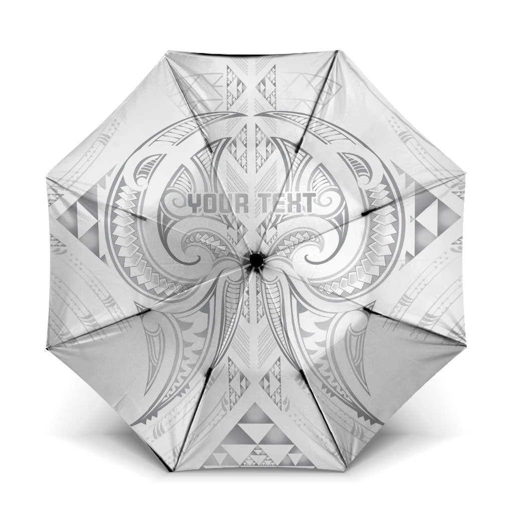 Maori Rugby Custom Ngaru Mangopare Umbrella Kiwikiwi Niho Taniwha Motif LT9 One Size Folded 11.42 inch Opened Diameter 37.4 inch Grey - Polynesian Pride