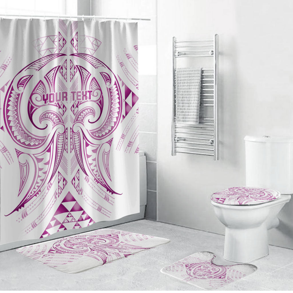Maori Rugby Custom Ngaru Mangopare Bathroom Set Mawhero Niho Taniwha Motif LT9 Bathroom Set (4 pcs) Pink - Polynesian Pride