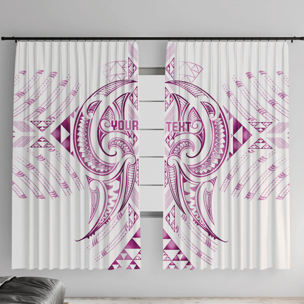 Maori Rugby Custom Ngaru Mangopare Window Curtain Mawhero Niho Taniwha Motif LT9 With Hooks Pink - Polynesian Pride
