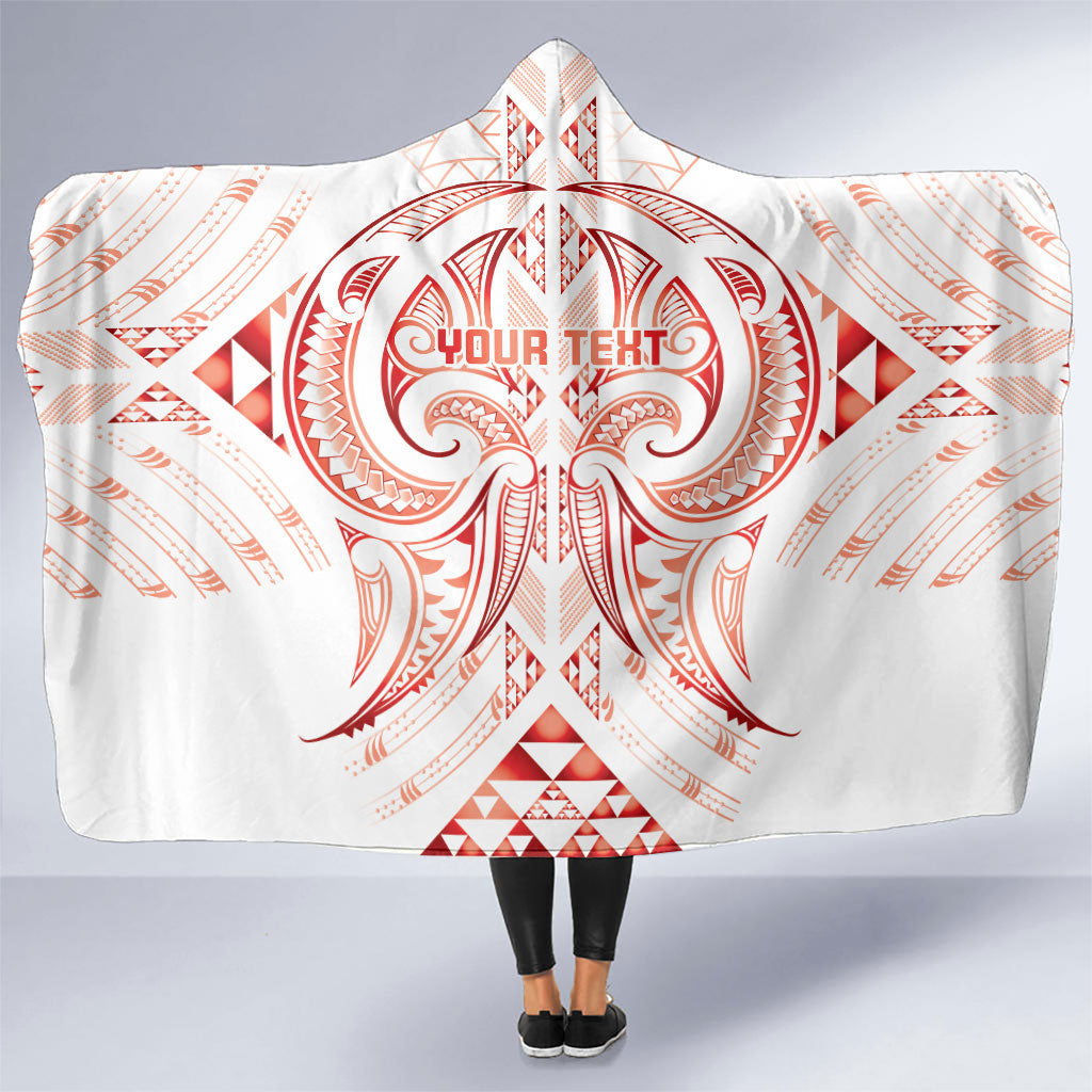 Maori Rugby Custom Ngaru Mangopare Hooded Blanket Whero Niho Taniwha Motif LT9 One Size Red - Polynesian Pride