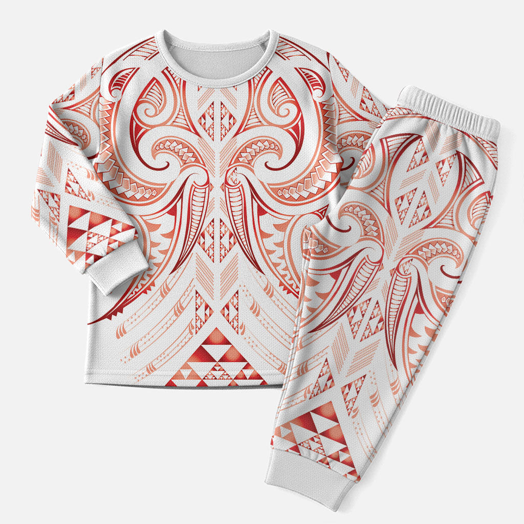 Maori Rugby Custom Ngaru Mangopare Christmas Pajama Set Whero Niho Taniwha Motif