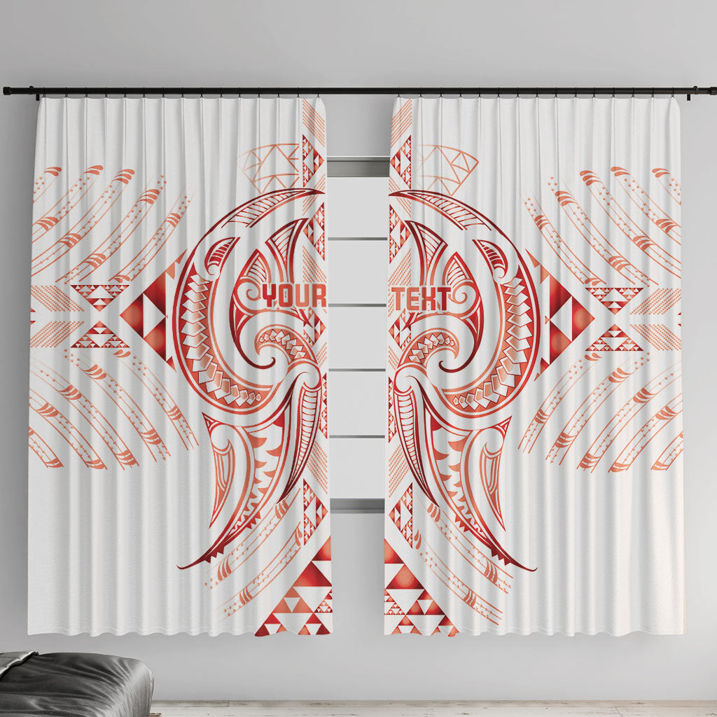 Maori Rugby Custom Ngaru Mangopare Window Curtain Whero Niho Taniwha Motif LT9 With Hooks Red - Polynesian Pride