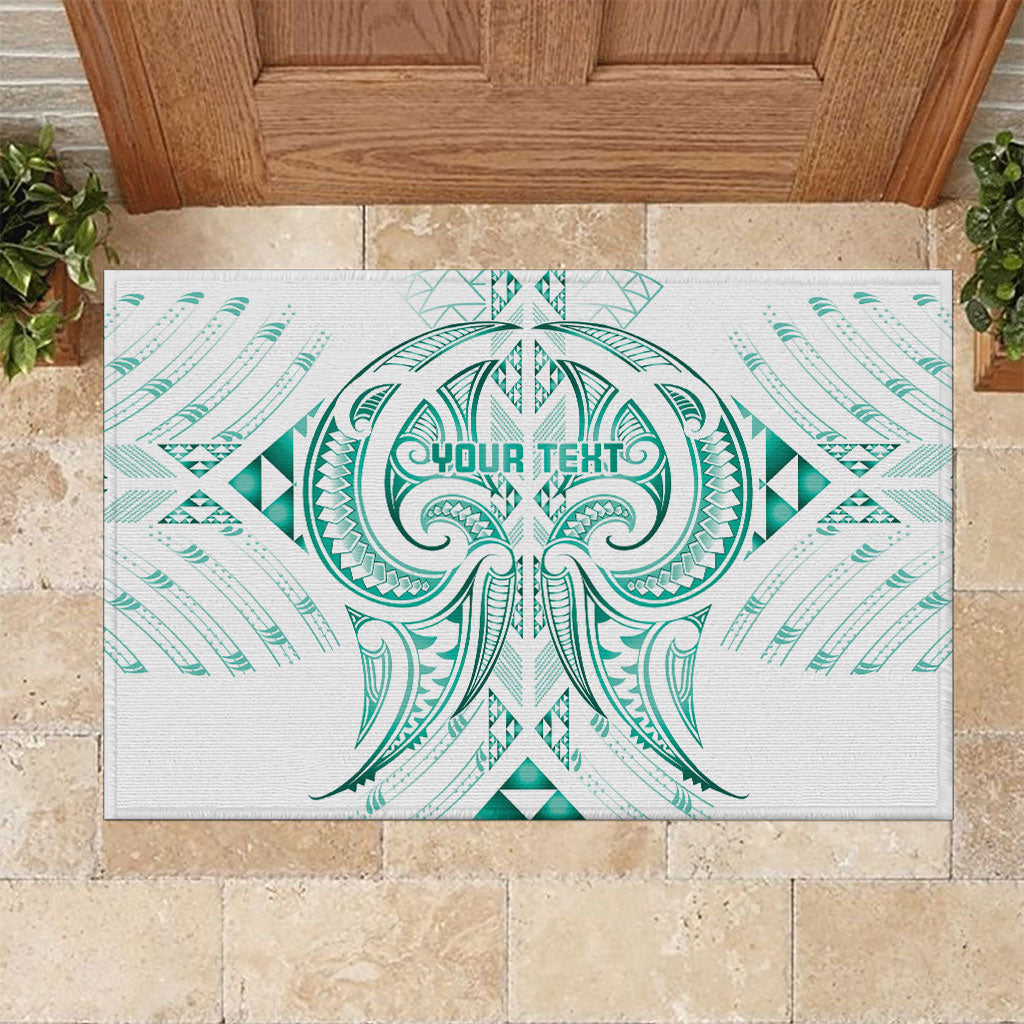 Maori Rugby Custom Ngaru Mangopare Rubber Doormat Karikiorangi Taniwha Motif LT9 Turquoise - Polynesian Pride