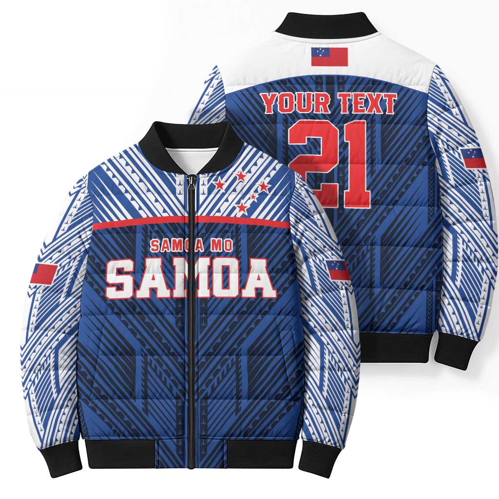 Custom Rugby Toa Samoa Bomber Puffer Jacket Samoa mo Samoa Island Warrior Pride - Polynesian Pride