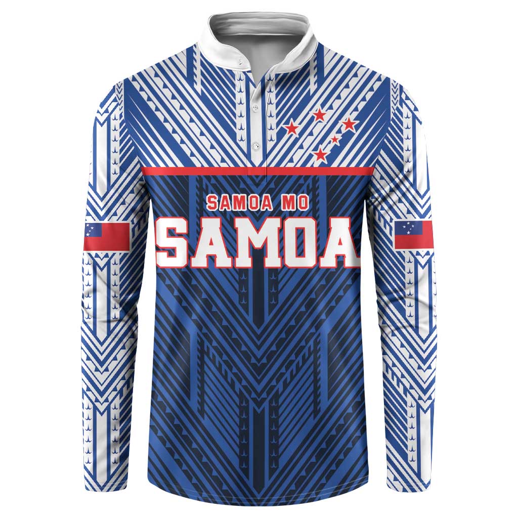 Custom Rugby Toa Samoa Button Sweatshirt Samoa mo Samoa Island Warrior Pride - Polynesian Pride