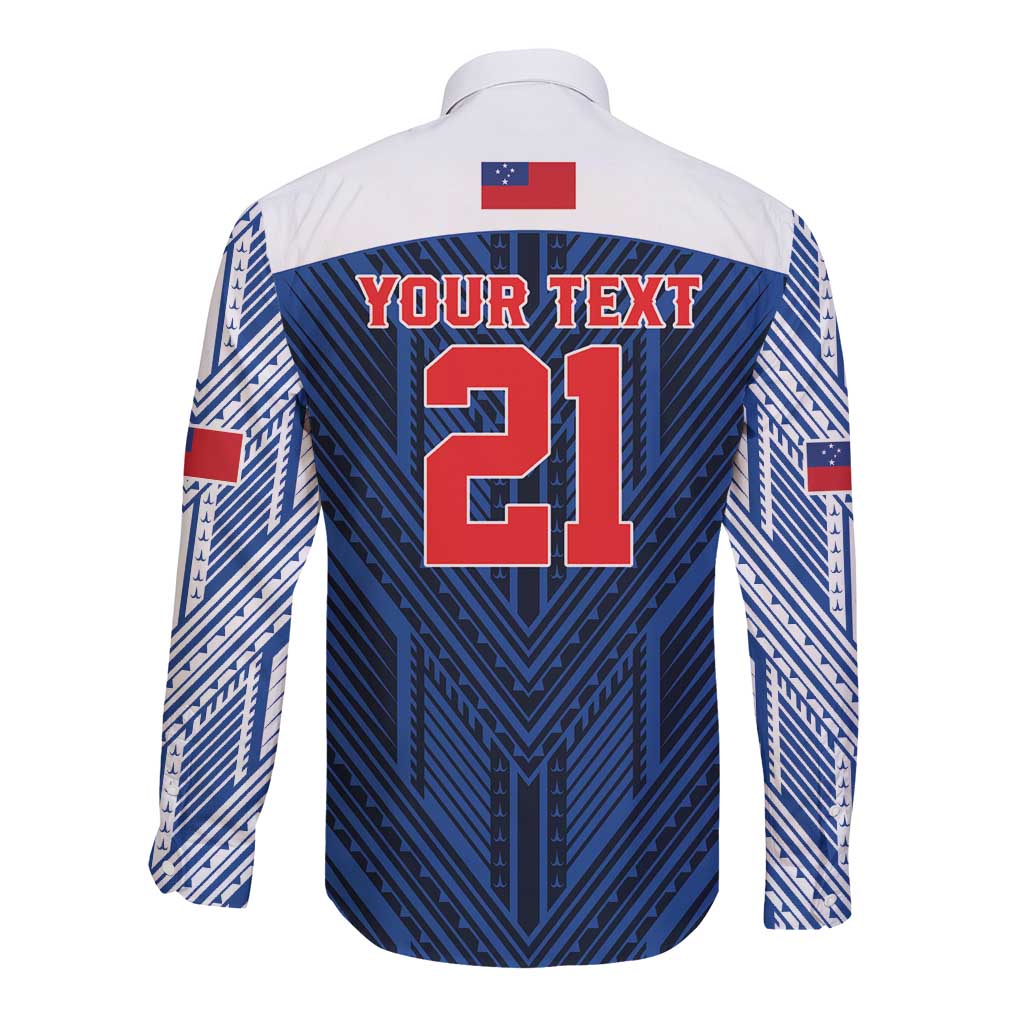 Custom Rugby Toa Samoa Long Sleeve Button Shirt Samoa mo Samoa Island Warrior Pride - Polynesian Pride