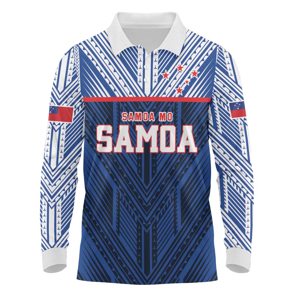 Custom Rugby Toa Samoa Long Sleeve Polo Shirt Samoa mo Samoa Island Warrior Pride - Polynesian Pride