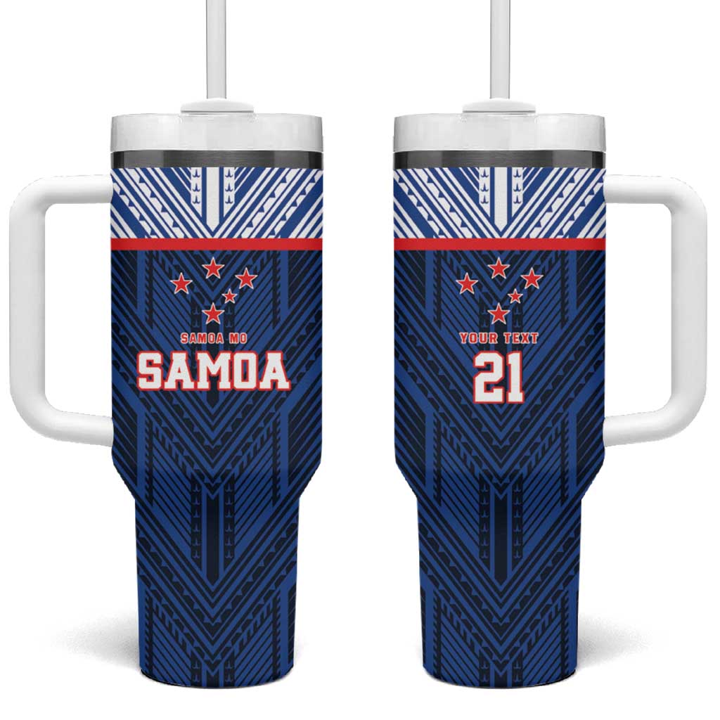 Custom Rugby Toa Samoa Tumbler With Handle Samoa mo Samoa Island Warrior Pride - Polynesian Pride